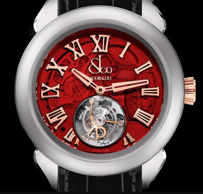 Jacob & Co PT520.24.NS.QR.A PALATIAL FLYING TOURBILLON HOURS & MINUTES TITANIUM (RED MINERAL CRYSTAL) Replica watch